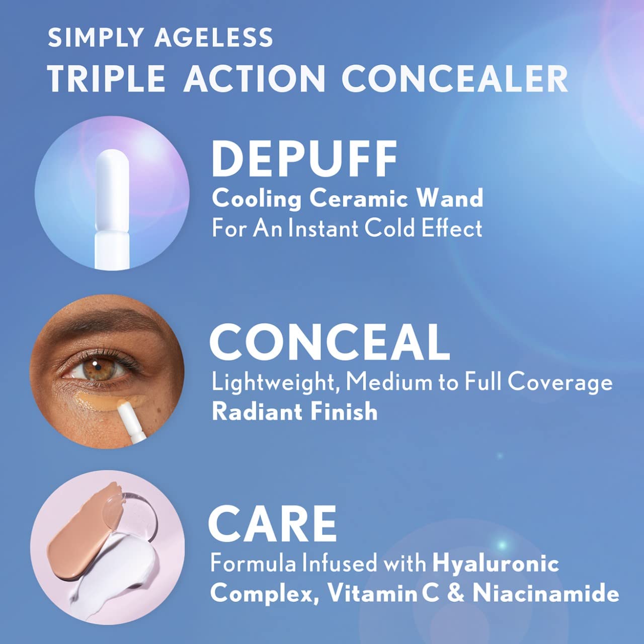 COVERGIRL Simply Ageless Triple Action Concealer, Soft Sable, Pack of 1