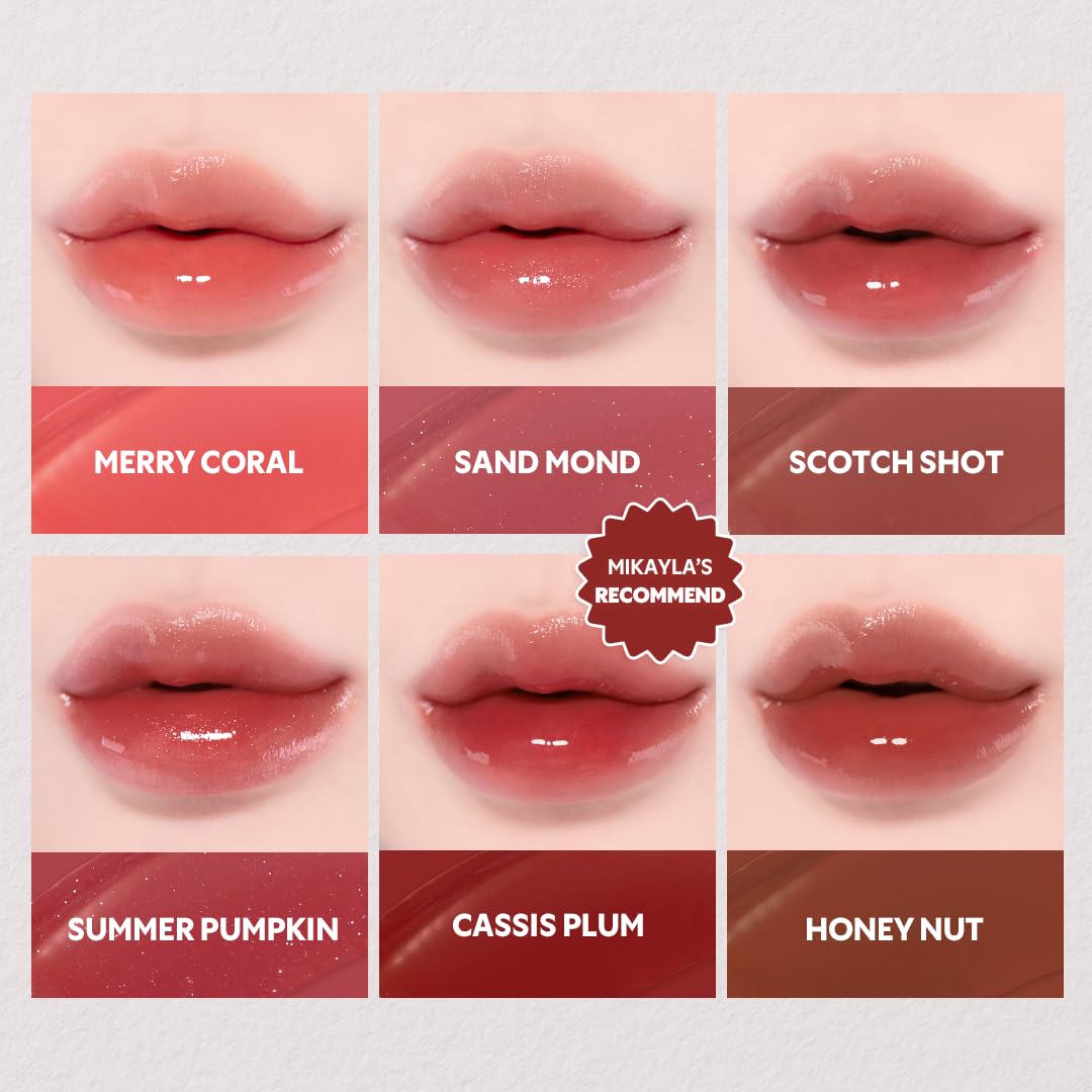 TIRTIR [*Mini Size Waterism Tinted Lip Gloss #06 Honey Nut, 0.06 Fl Oz – Kiss Ready Lipgloss, 12H Long Lasting Non Sticky Natural Tinted Glow Korean Multiuse Cheek and Lip Tint for Women gift