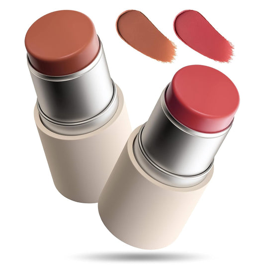 MAANGE Multi-Use Blush Stick, All-in-One Cream Blush for Cheeks, Eyes & Lips Long-Wearing, Blendable Makeup Blush Stick, Creamy & Buildable (B201+R302)