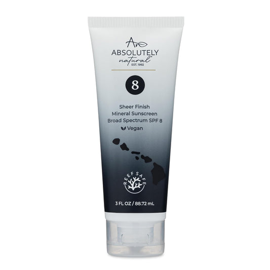 SPF 8 Mineral Sunscreen - Water Resistant Moisturzing Lotion for Body & Face - Non-Nano Zinc Oxide, Vitamin E - 3 Oz