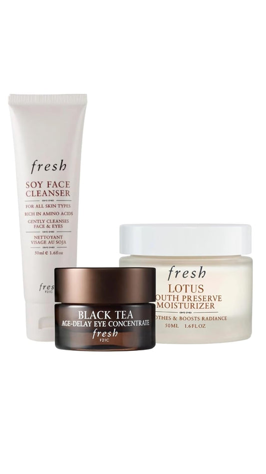 Youth Preserve Lotus Cream, Black Tea Eye Concentrate, and Soy Face Cleanser Gift Set, 0.53 Ounce (Pack of 3)