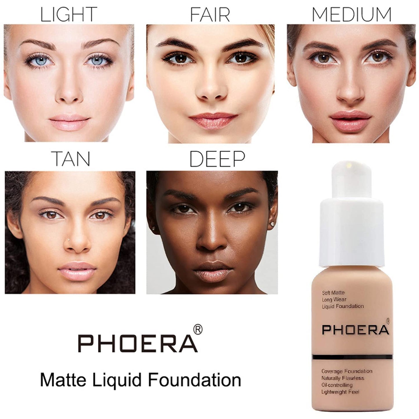 PHOERA Foundation, PHOERA Matte Liquid Foundation,PHOERA Makeup for Women, PHOERA Foundation Full Coverage Concealer, 30ml 24HR Matte Oil Control Concealer (108-Tan*2)
