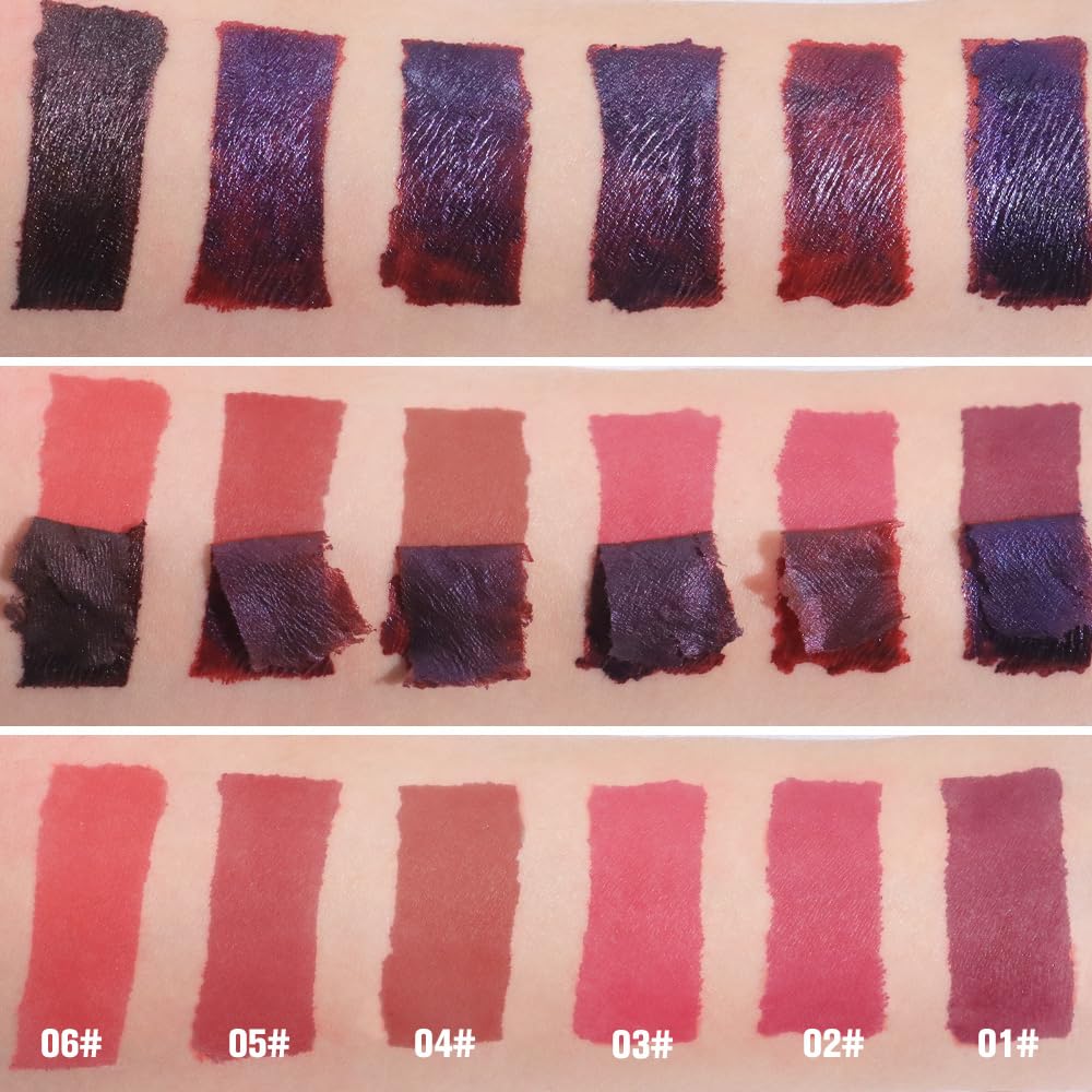 evpct 3Pcs Peel Off Lip Stain Tints, Maroon Mauve Red Matte Liquid Lipstick Lip Stain Long Lasting Waterproof for Women, Non-stick Cup Lipstick Peel Off Highly Pigmented Not Faded Smudge-proof Liptint