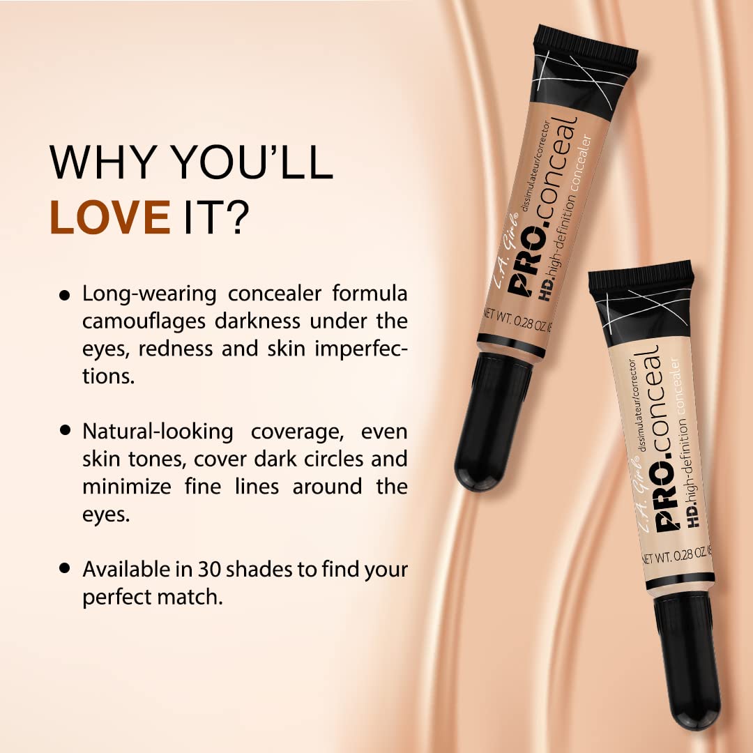 L.A. Girl Pro Conceal HD Concealer, Medium Bisque, 0.28 Ounce
