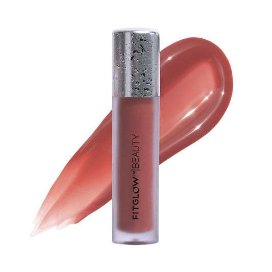FITGLOW Beauty Lip Colour Serum | Hydrating Lip Gloss | Plumping Anti-Aging Lip Treatment | Natural Shine with Pomegranate Sterols & Collagen | Buildable Color for Dry Chapped Lips | Gospel - 10g