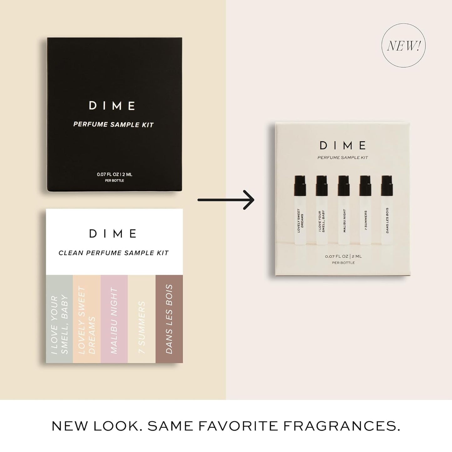 Dime Beauty Perfume Sampler, Hypoallergenic, Clean Perfumes, Eau de Toilette For Women (Set of 5, 2 ml)