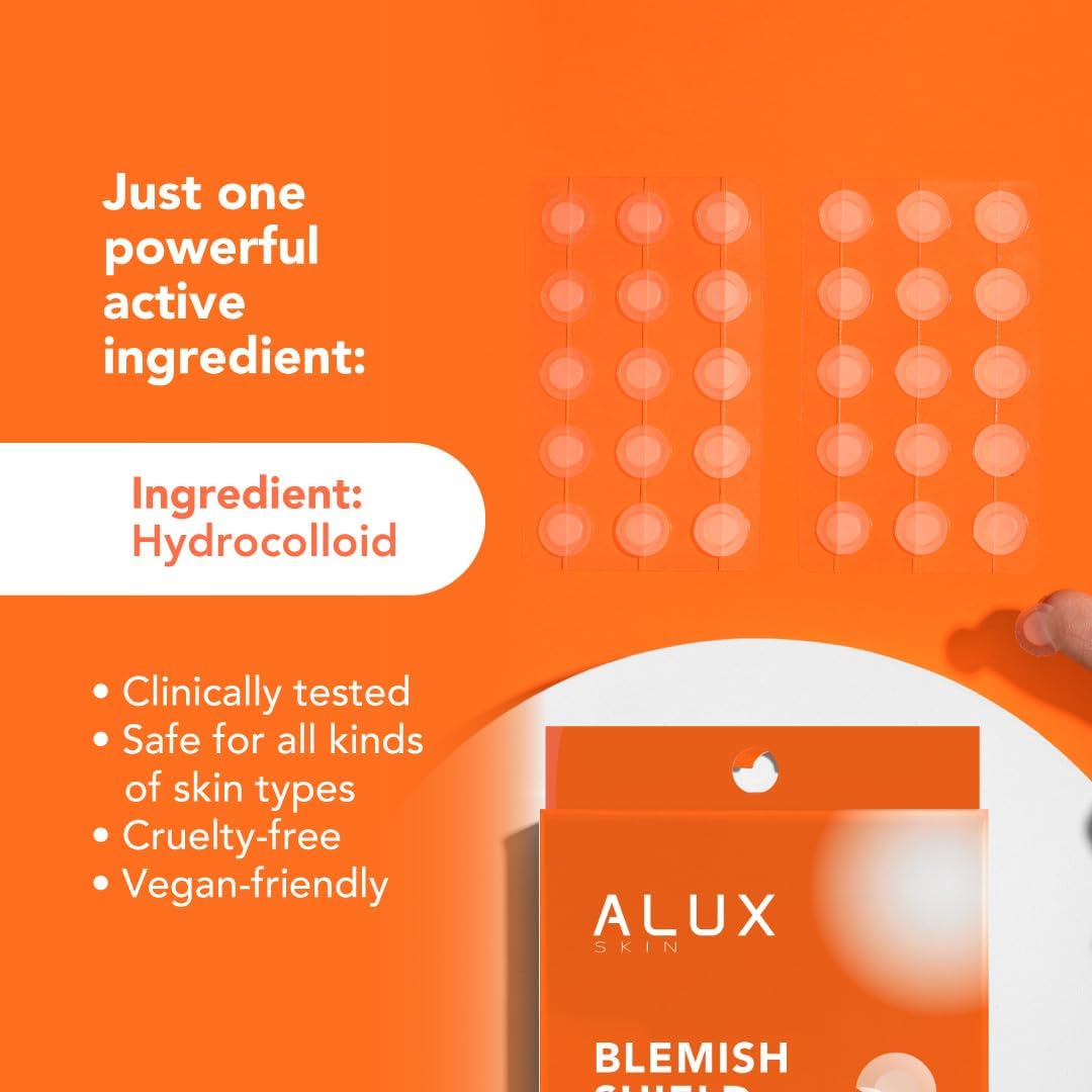 ALUX Skin Pimple Patches for Face, 180 Unit, Hydrocolloid Skin Care Acne, Safe for Sensitive Skin, Use Under Makeup, Absorbing Spot Cover Stickers for Zits, Blemishes, Pimples, Breakouts (6 pack)