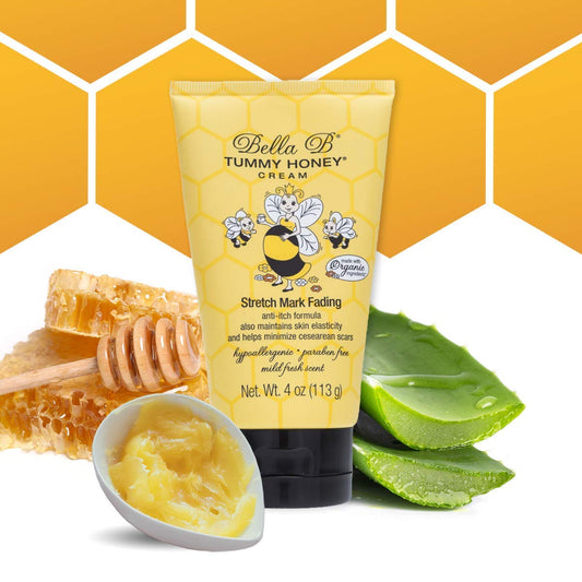 BELLA B NATURALS Tummy Honey Cream 4oz - Bella B Tummy Cream For Fading Stretch Marks - Pregnancy Cream To Prevent Stretch Marks - Stretch Marks Cream For Pregnancy - Pregnancy Stretch Mark Prevention