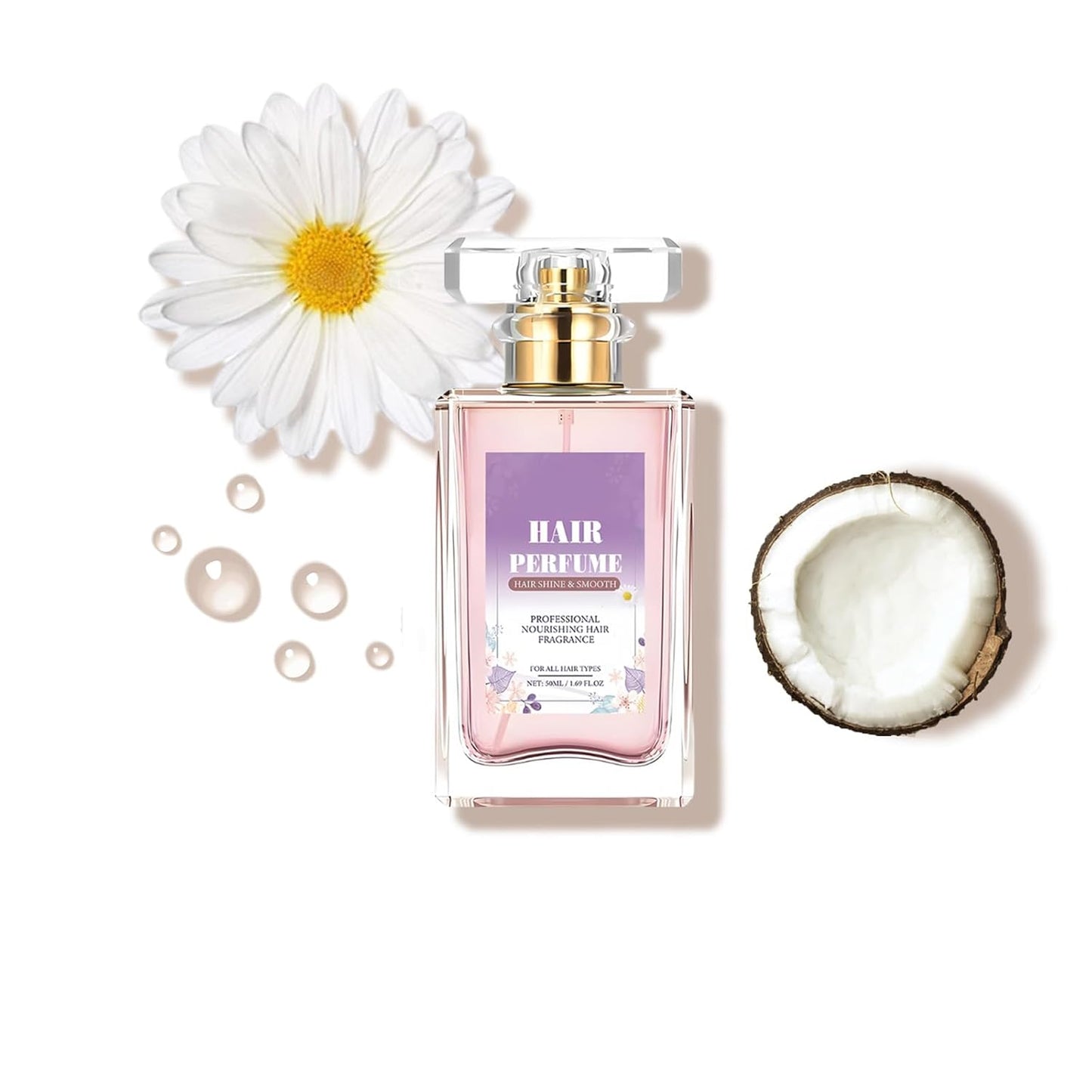 Hair Perfume for Women Long Lasting Pheromone, Hair Body Mist Spray Fragrance Essential Oil Odors Remove, Honey Infused Coconut Chamomile for Hydrating Shine, Alcohol Free, 50 ml