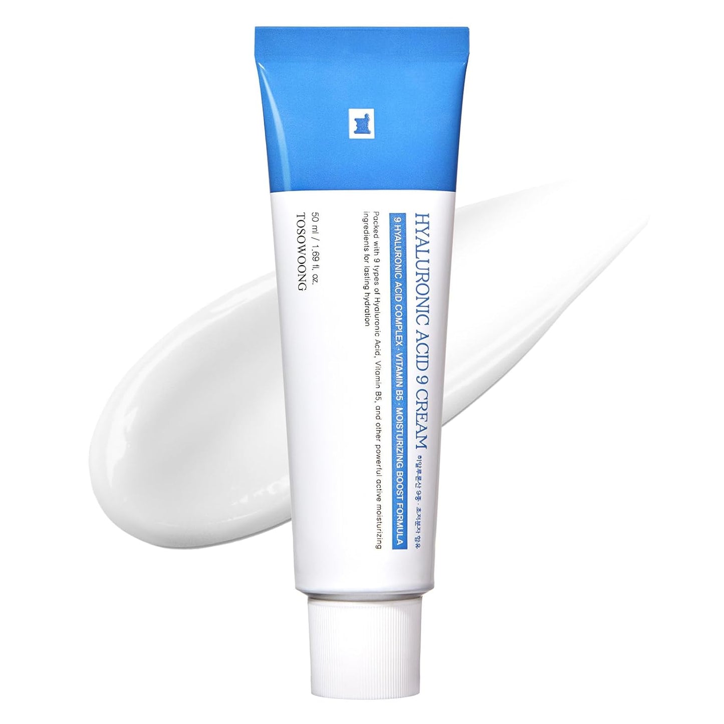 Hyaluronic Acid 9 Cream, Vitamin B5, Collagen, Niacinamide, Centella Asiatica Extract, Long-lasting Hydration, Daily Moisturizer Face Cream, Korean Skin Care, 50ml, 1.69 fl.oz.