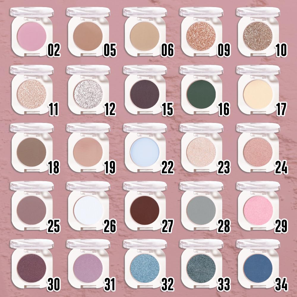 Champagne Shimmer Eyeshadow Palette for Women, Single Monochrome Eye Shadow Makeup, Shiny Pressed Powder, Blendable Natural sombras para ojos, Holographic,Vegan,Travel -24