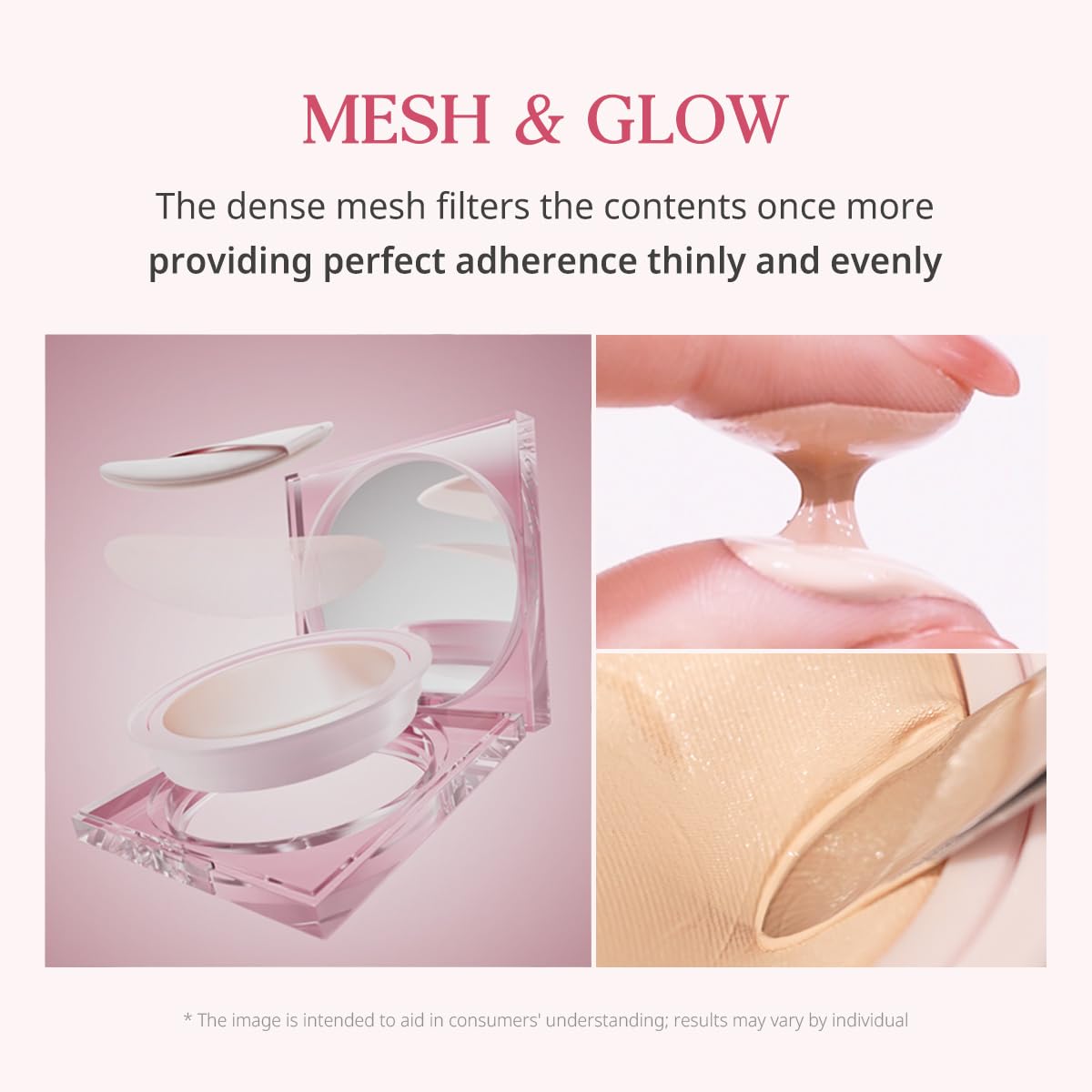 CLIO Kill Cover Mesh Glow Cushion Foundation ([Refill Included] 15g*2, 21C LINGERIE), Glass Skin, Long-Lasting, Lightweight, Buildable Coverage, Glowy Skin Makeup