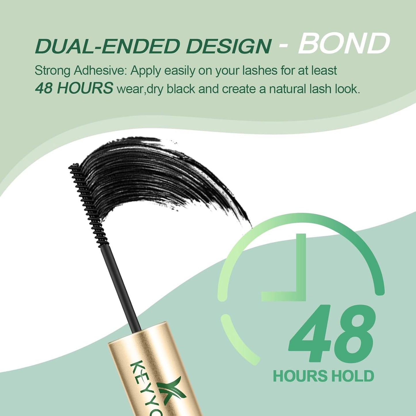 KEYYOU Lash Bond and Seal Cluster Lash Glue For Lash Clusters Strong Gentle Comfortable Bond and Seal WaterProof Mascara Wand Individual Lash Glue 5ml+5ml（CLEAR)