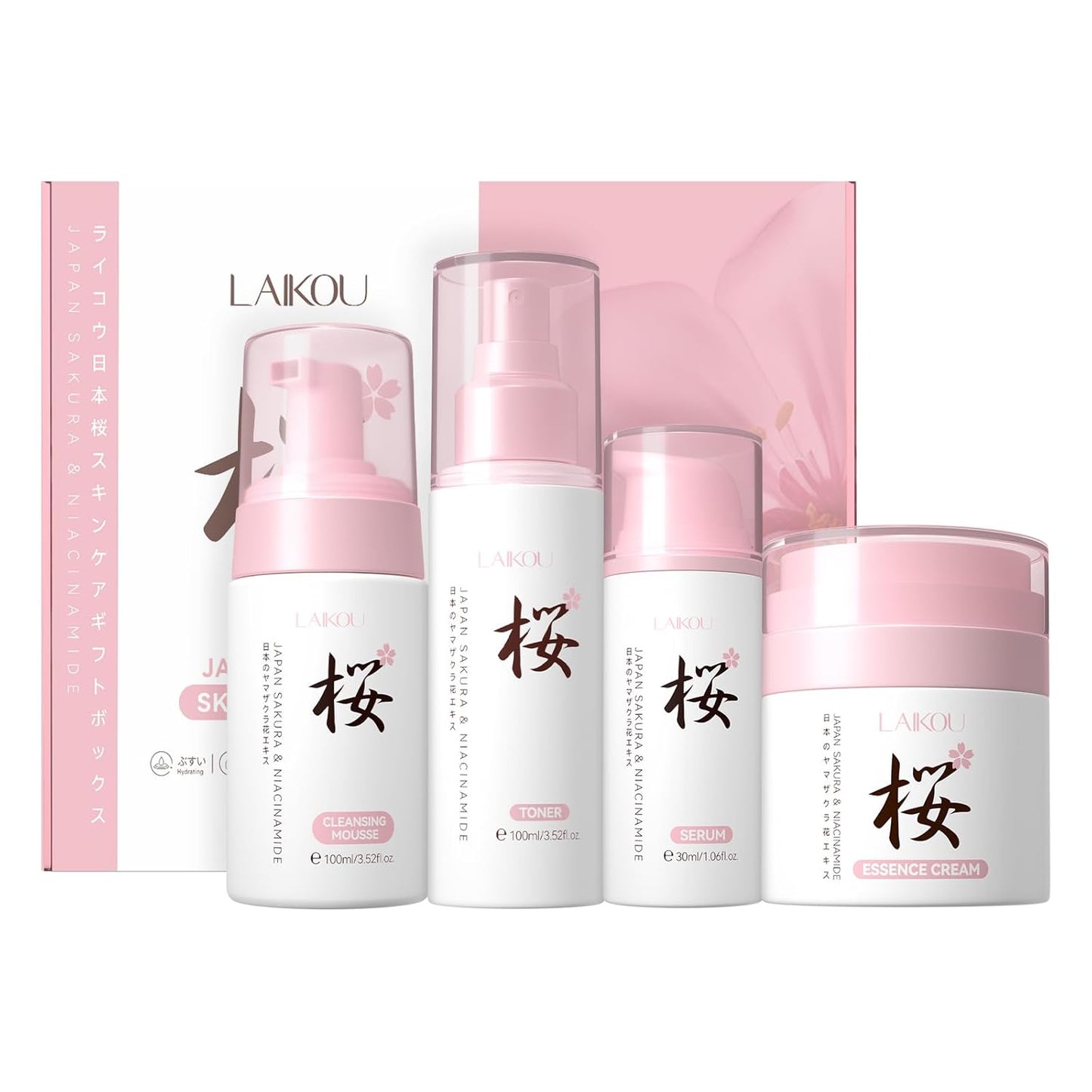 Skin Care, Skin Care Set, Skin Care Kit with Cleansing Mousse, Toner, Serum, Essence Cream Women Beauty Gift Sets 4pcs for Women Teen Girls Mom Daughter Mother's Day Birthday Christmas