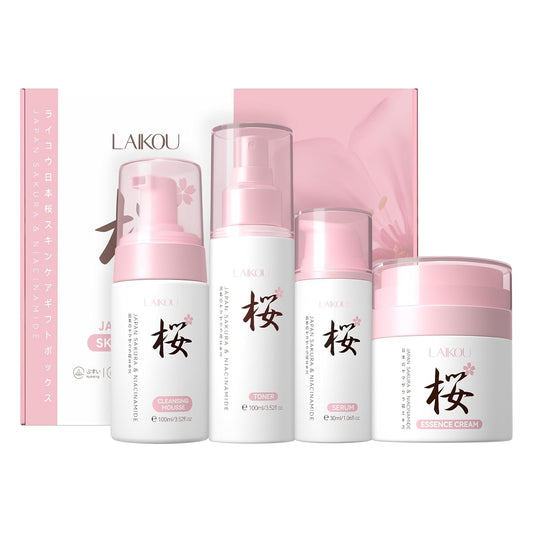 Skin Care, Skin Care Set, Skin Care Kit with Cleansing Mousse, Toner, Serum, Essence Cream Women Beauty Gift Sets 4pcs for Women Teen Girls Mom Daughter Mother's Day Birthday Christmas