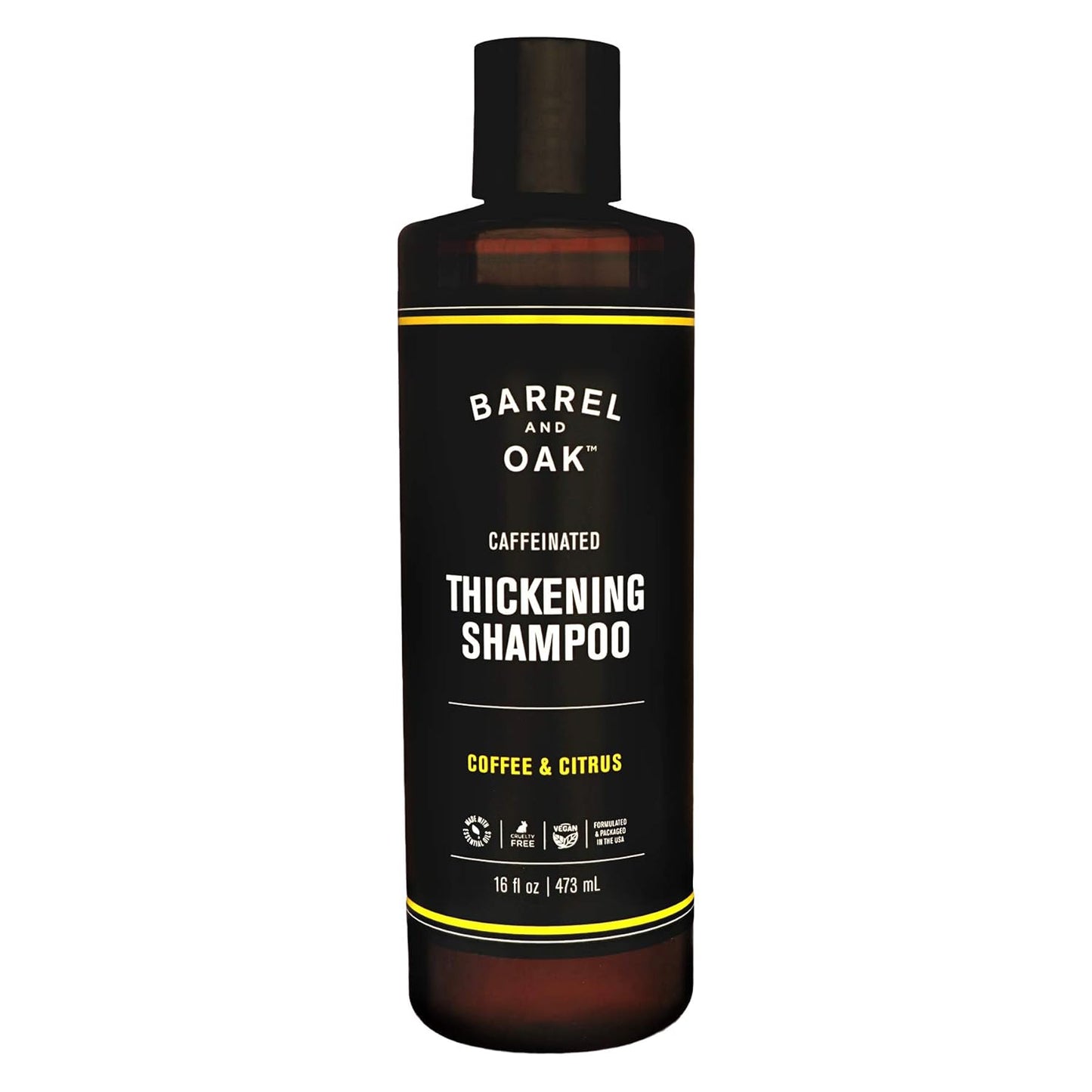 Barrel and Oak - Caffeinated Thickening Shampoo, Biotin Shampoo, Hair Care for Men, Strengthens & Hydrates, Biotin for Thicker Hair, Essential Oil-Based Scent, Vegan (Coffee & Citrus, 16 oz)