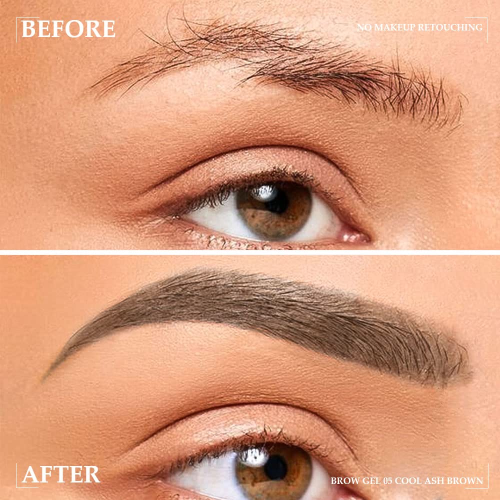 Tinted Thickening Brow Gel Dark Brown Mascara,Brow Fast Sculpt,Waterproof, Transfer-proof, Brush to Fill in Eyebrows and Cover Gray Hairs - Cruelty Free - Light Medium Brown (2pcs 05 Cool Ash Brown)