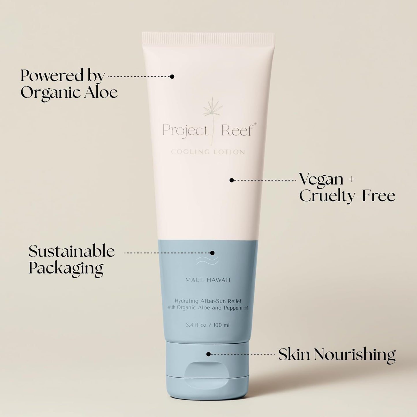 After Sun Cooling Lotion w/Organic Aloe Vera, Peppermint, Shea Butter, Vitamin E - Natural Vegan Sunburn Relief, Aftersun Care