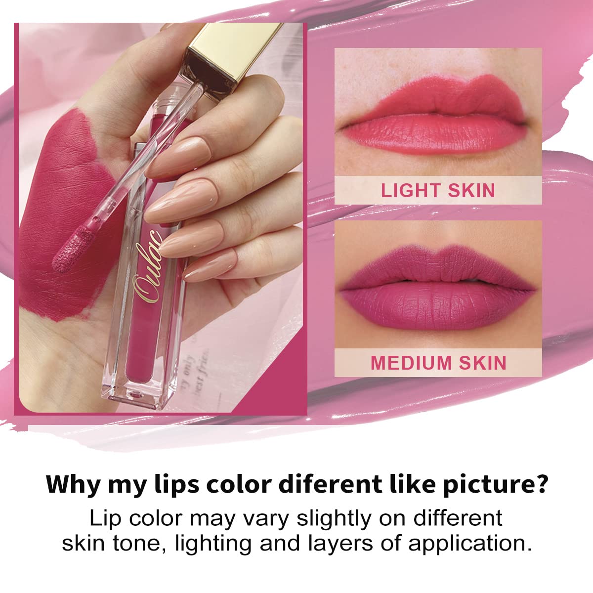 Oulac Matte Liquid Pink Lipstick for Women, Long Lasting Lipstick Waterproof Lip Stain, No Transfer, Creamy High Pigmented Formula with Rose Oil, Vegan & Cruelty-Free, Rose Pink M10