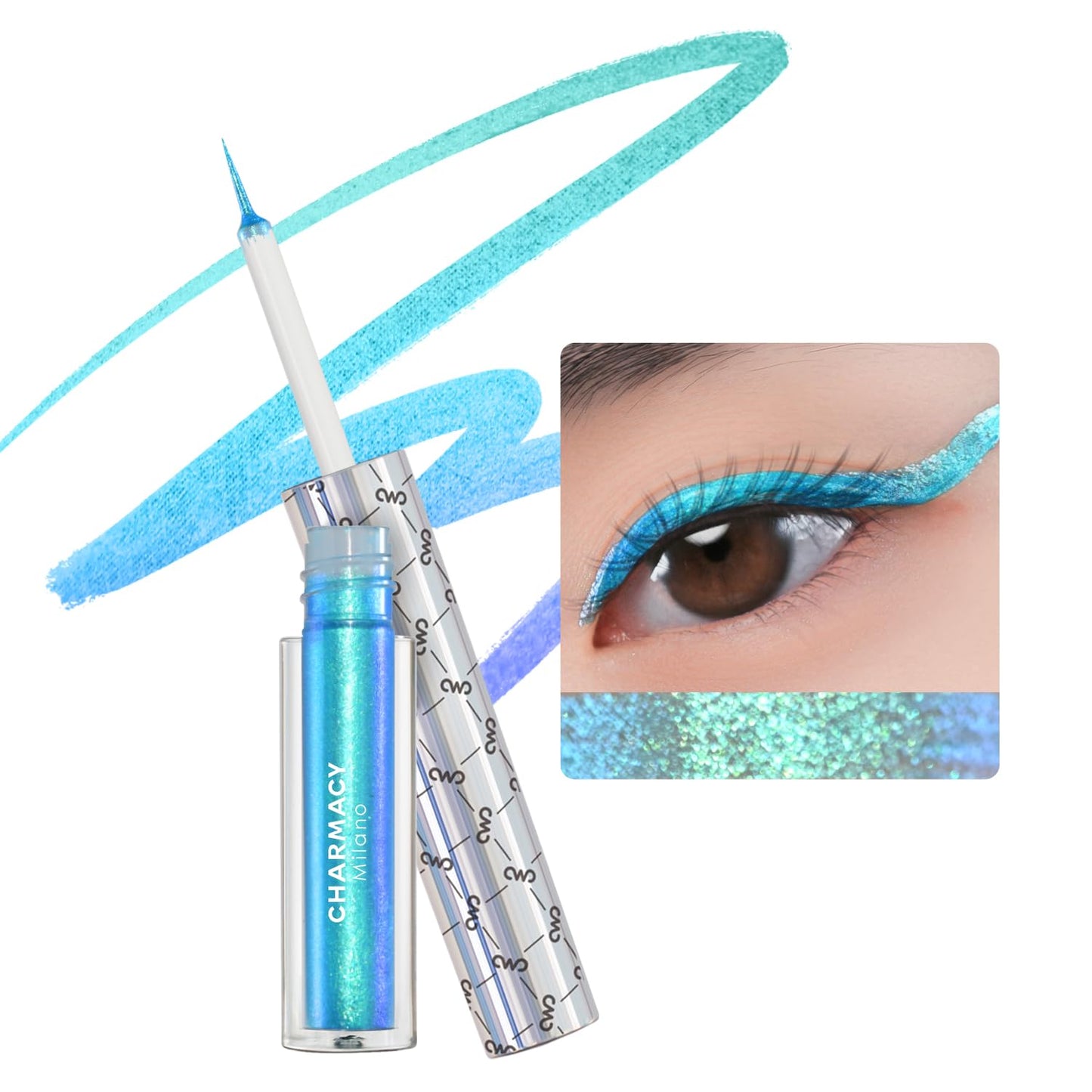 CHARMACY Chameleon Liquid Eyeliner, Liquid Glitter Eyeliner, Highly Pigmented, Metallic MultiColor Shifting waterproof Eyeliner, Ultra-Fine Tip, Longwearing, Smudge-proof (#301)