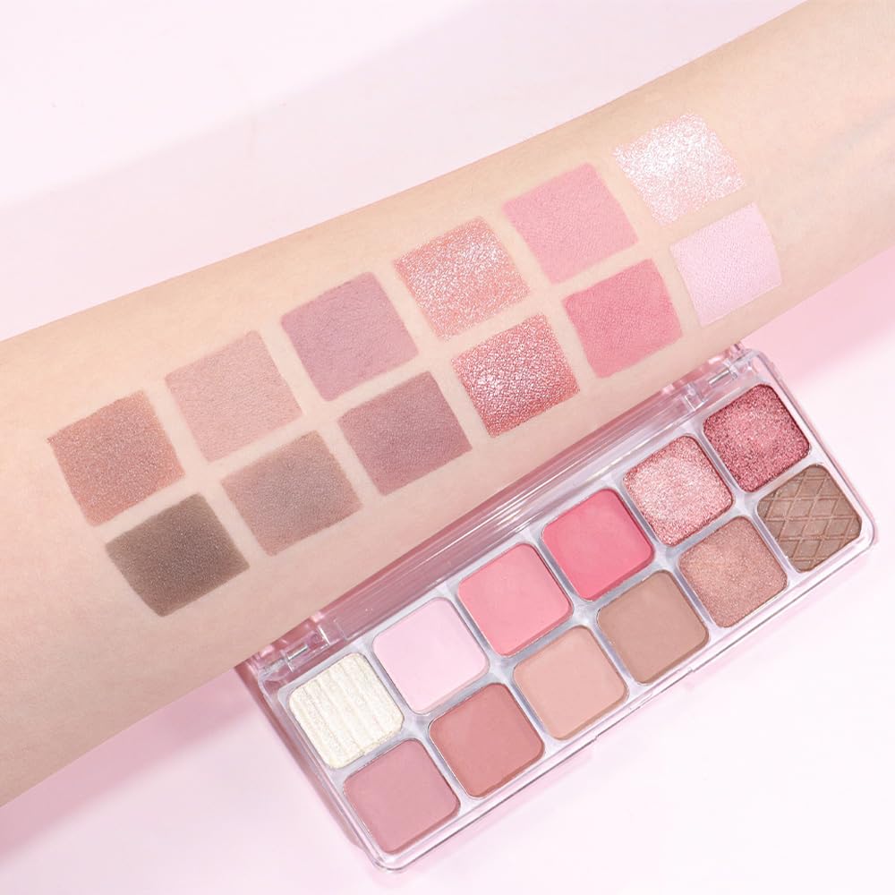 AMY'S DIARY 12Color Light Pink Purple Eyeshadow Palette, Long-Lasting, and Highly Pigmented. Elevate Your Eye Makeup– Unleash Your Unique Style (10#)