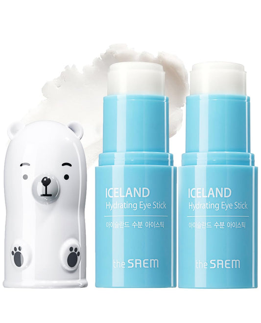 THESAEM Iceland Hydrating Eye Stick - Cooling Eye Balm - Dark Circles & Puffiness – Under Eye Treatment - Reduce Wrinkles and Moisturizing - Minimize Dark & Puffy Eyes - Aqua Scent, 0.24oz 2 Pack