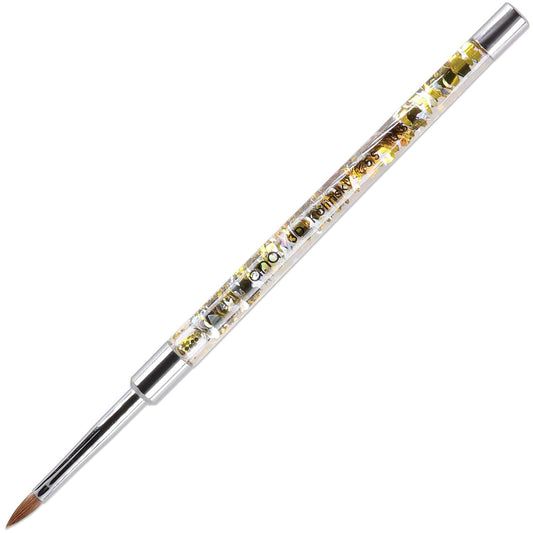 PANA Kolinsky 3D Acrylic Nail Brushes with Liquid Glitter Handle - For Professional Acrylic Powder Liquid Manicure Pedicure (Gold Color, Size #5)