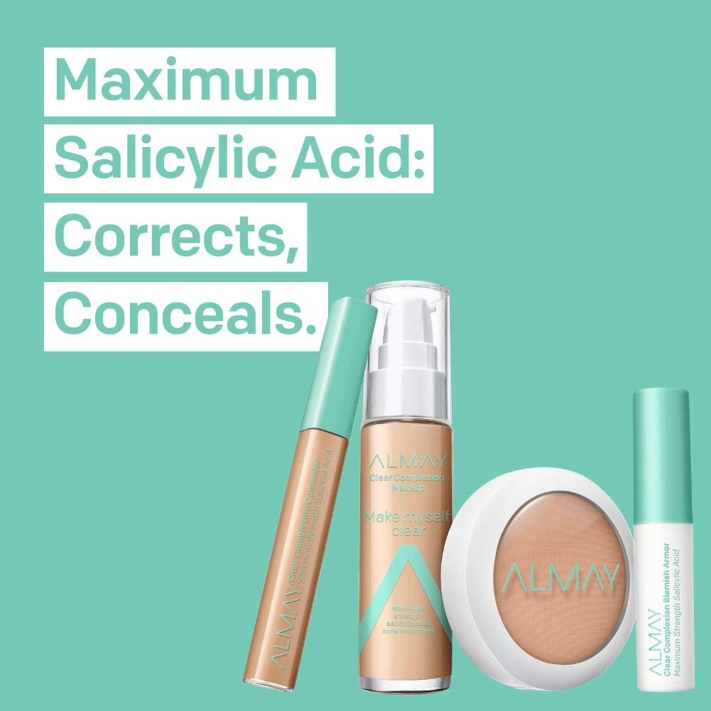Almay Clear Complexion Makeup, Matte Finish Liquid Foundation with Salicylic Acid, Hypoallergenic, Cruelty Free, -Fragrance Free, Dermatologist Tested, 500 Beige, 1.0 oz