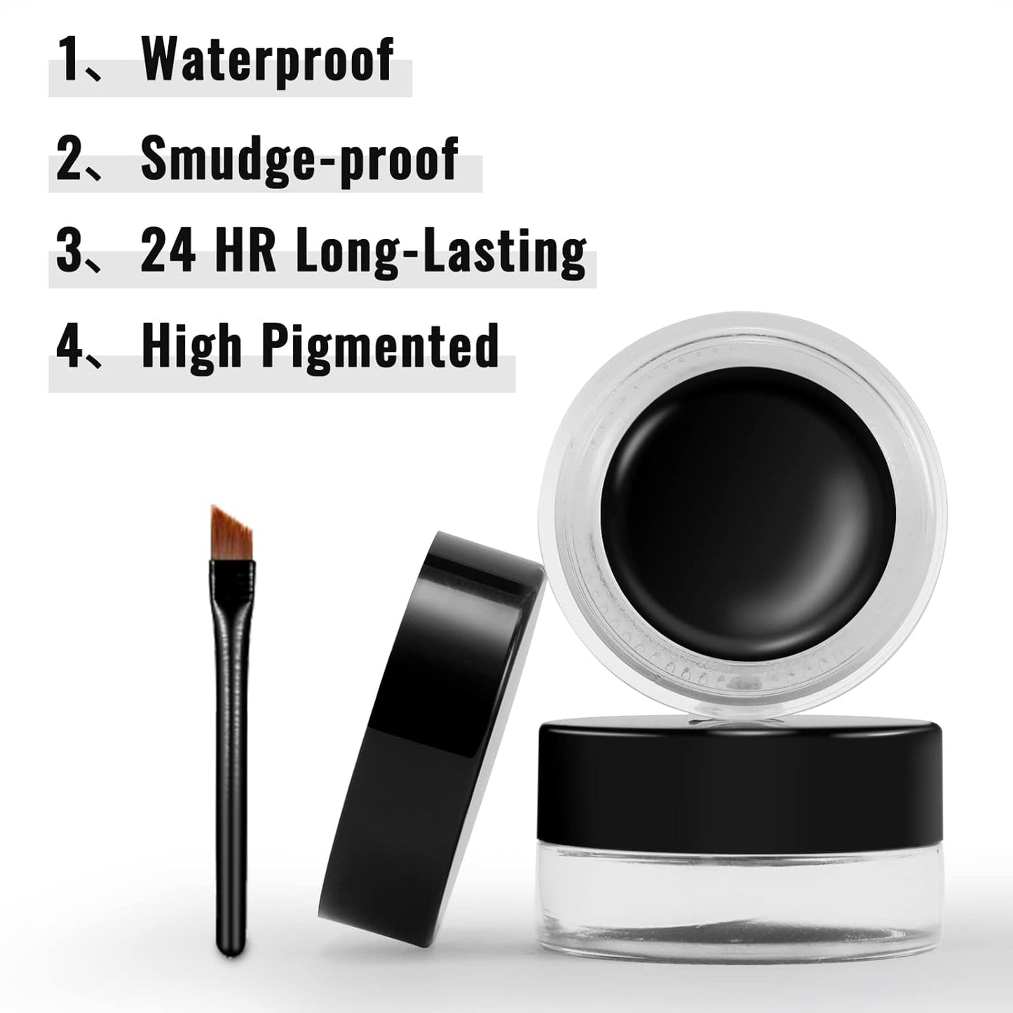 Erinde Gel Cream Eyeliner, High-Intensity Pigments, Smudge-Proof, Waterproof Long Lasting, Eyeshadow Primer with 2PCS Eyeliner Brushes, 10# Water Blue