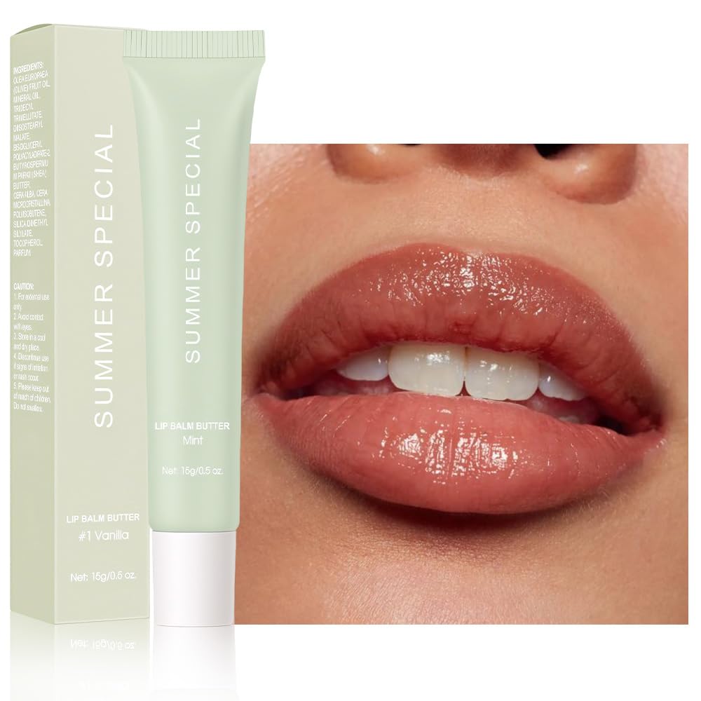Summer Ultra-Hydrating Lip Butter Balm – Natural Vegan Lip Balm for Instant Moisture, Shine & Hydration – Sheer-Tinted, Soothes & Softens Dry Lips, Bálsamo labial hidratante #2 Mint 0.5 Fl Oz