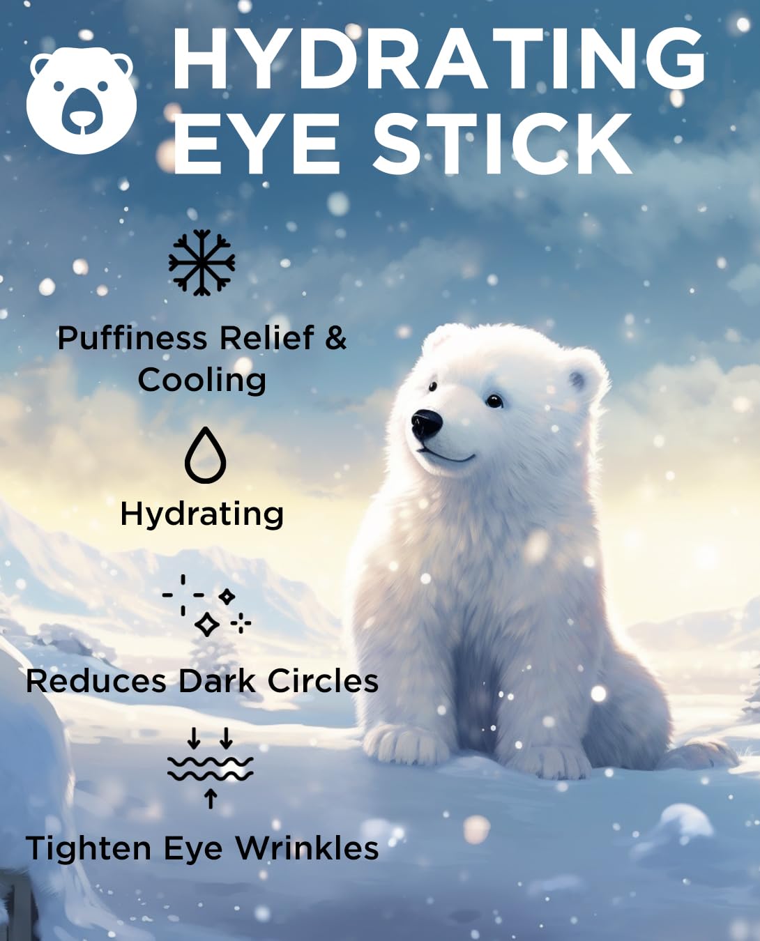 THESAEM Iceland Hydrating Eye Stick - Cooling Eye Balm - Dark Circles & Puffiness – Under Eye Treatment - Reduce Wrinkles and Moisturizing - Minimize Dark & Puffy Eyes - Aqua Scent, 0.24oz 2 Pack