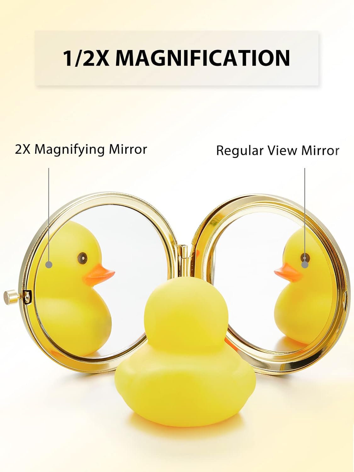 Compact Mirror Bulk, Pack of 6 Double-Sided 1X/2X Magnifying Metal Makeup Mirrors(Round, Gold)