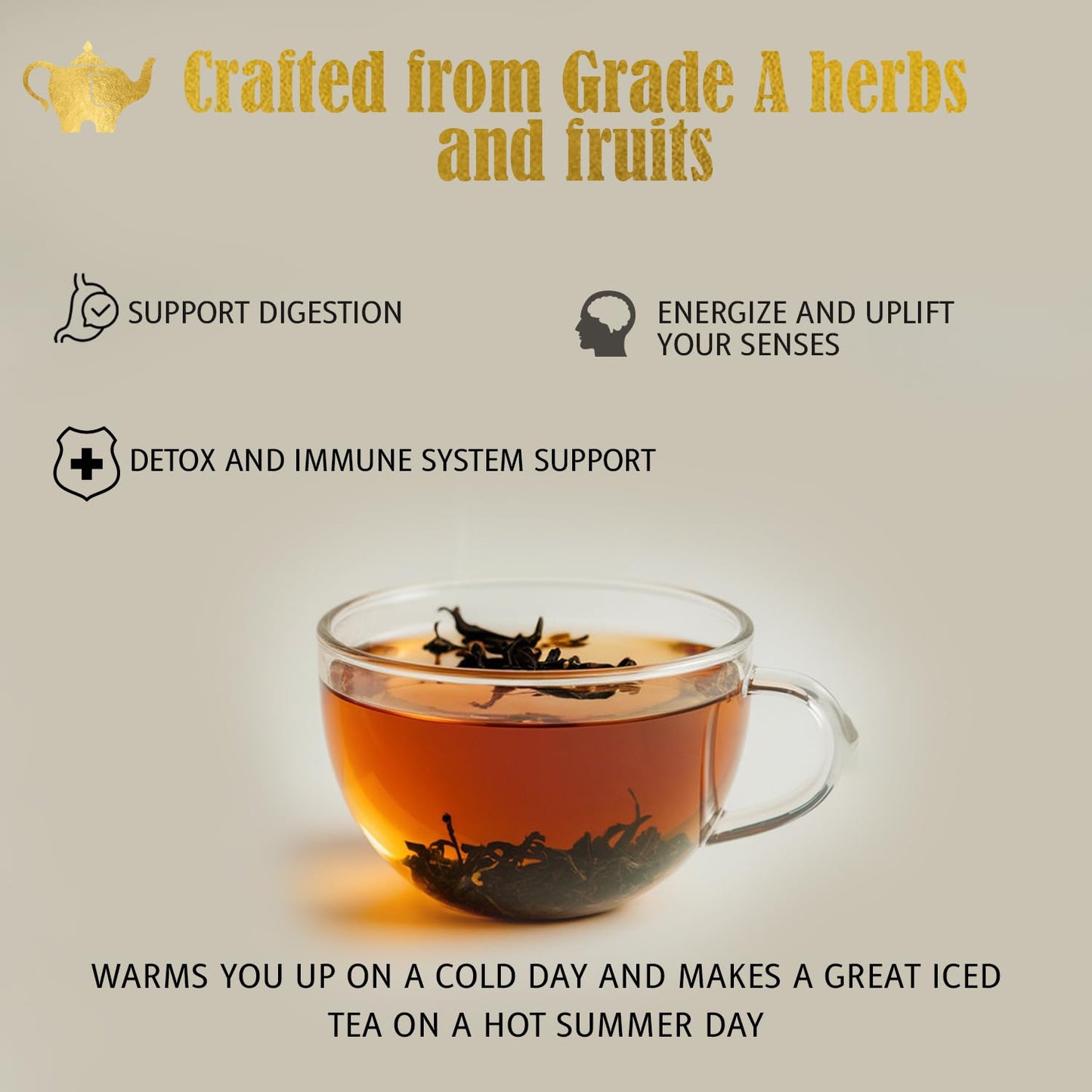 Spiced Orange Tea, Loose Leaf Herbal Tea – Sweet, Spicy, Caffeine-Free – Orange, Apple & Cinnamon Spice – Drink Hot or Iced – 4 oz Resealable Bag (Makes 50 Cups) – The Elegant Elephant