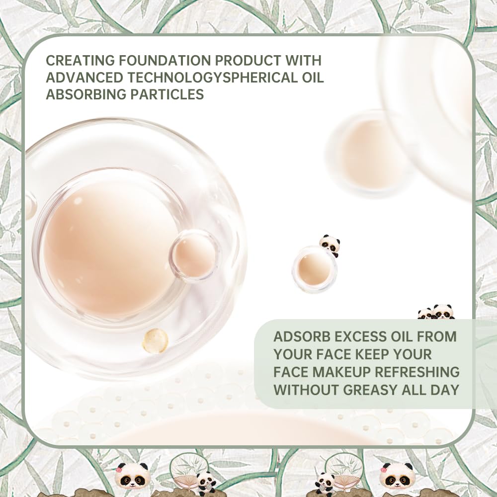 CATKIN Panda Land Full Coverage Cushion Fondation, Breathable Hydrating Nourishing Poreless Face Makeup Save for Sensitive Skin,Sheer Finish (W11 Light)