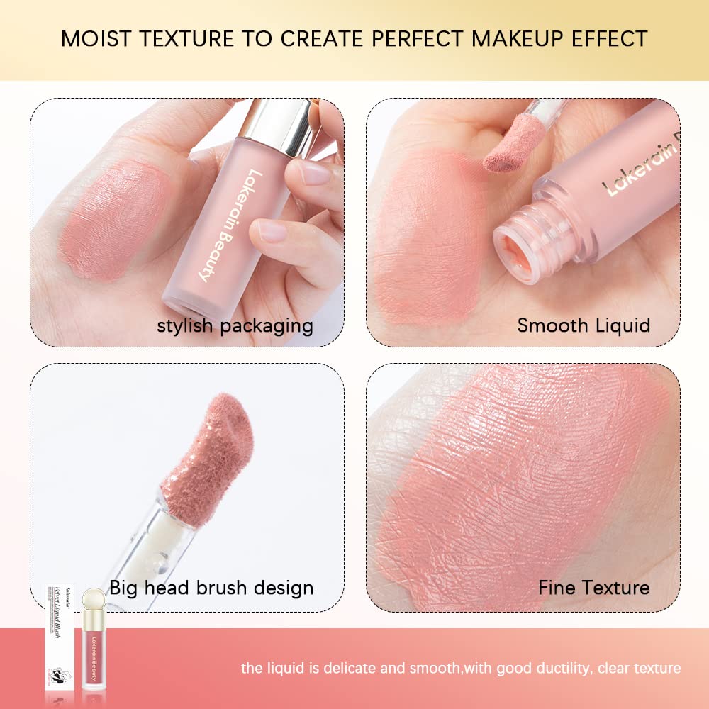 Liquid Blush For Cheeks, Soft Velvet Cream Blush Face Blush Makeup, Pink Blush Red Blush Skin Tint, Natural-Looking Matte Finish Makeup Blush Stick, Waterproof&Long Lasting Dewy Cheek Tint, Moisturizing&Lightweight Blendable Feel Blush Makeup (4#)