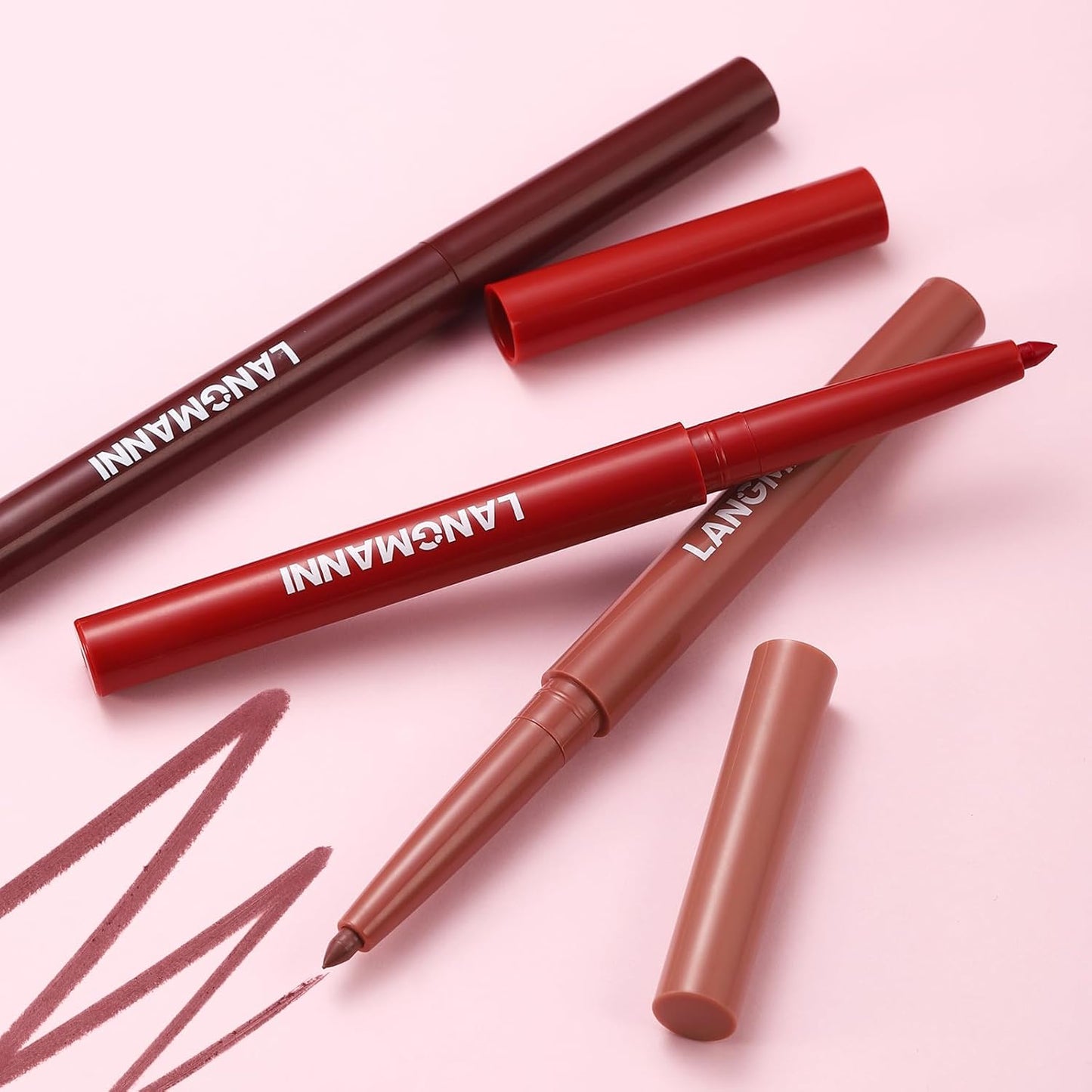 Jolilab 8Pcs Lip Set: 4 Colors Lip Liner+4 Colors Lipstick, Matte/Creamy,Smooth Creamy Texture,Long-Lasting,Bold/Nude Shades for Daily/Party, Vegan, Gift for Makeup Lovers.(#03+05+10+12)