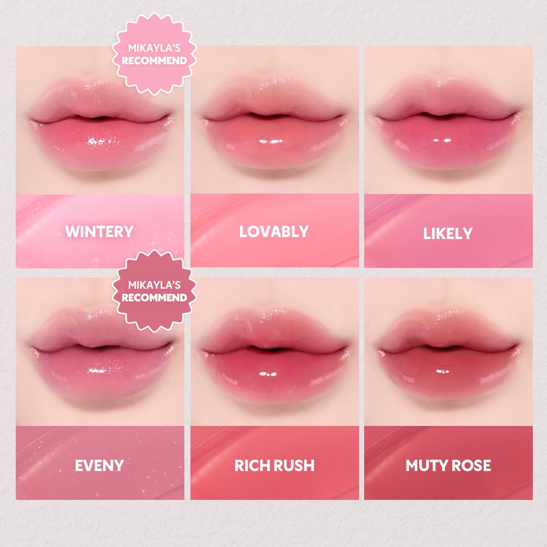 TIRTIR [*Mini Size Waterism Tinted Lip Gloss #12 Rich Rush, 0.06 Fl Oz – Kiss Ready Lipgloss, 12H Long Lasting Non Sticky Natural Tinted Glow Korean Multiuse Cheek and Lip Tint for Women gift