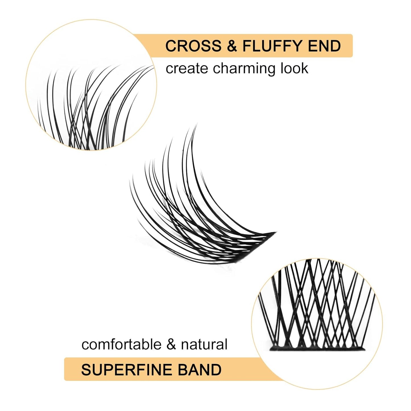QUEWEL Lash Clusters 72 Pcs Cluster Lashes Wide Stem Eyelash Clusters C/D Curl 8-16mm DIY Eyelash Extensions Natural Style for Self Easy To Use at Home (Natural-D-16)