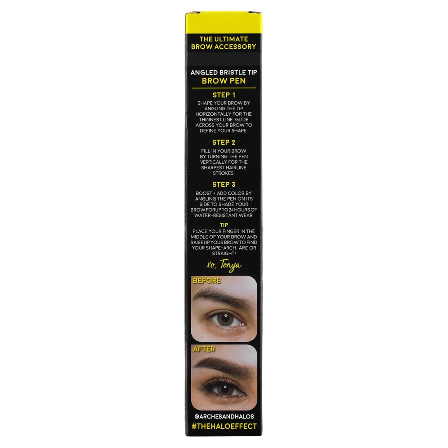 Arches and Halos Angled Bristle Tip Waterproof Brow Pen - Water Based and Smudge Proof Eyebrow Pencil - Extended Wear - Espresso - 0.051 oz