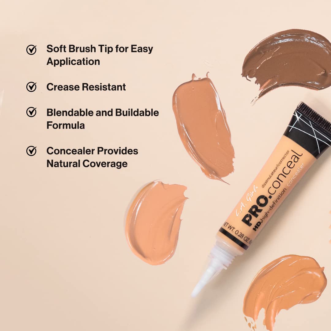 L.A. Girl Pro Conceal HD Concealer, Creamy Beige, 0.28 Ounce