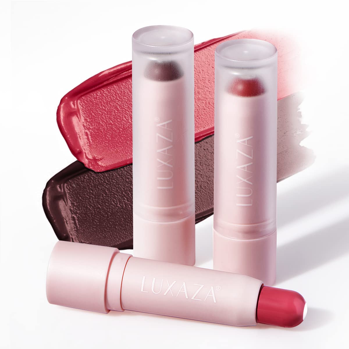2PCS Tinted Lip Balm Chapstick with Color, Natural Semi - Gloss Finish, Hydrating/Coloring 2 in 1 Moisturizer Lip Stick for Girls & Women #01＋#04