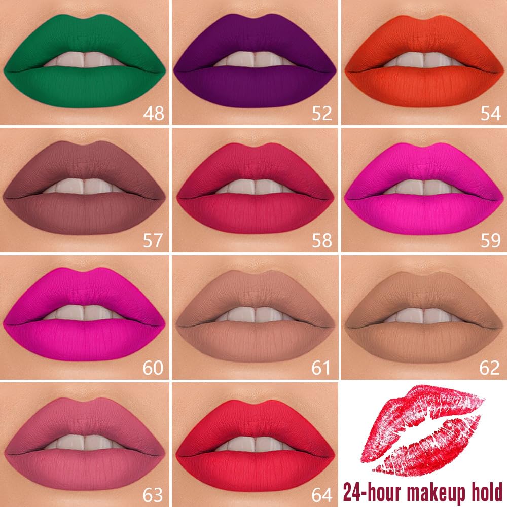 evpct 1Pcs Hot Pink Matte Lip Liner & Liquid Lipstick Stain Makeup Set for Women, Hot Pink Lip Liner Stain Long Lasting Waterproof Smudge Proof, Cruelty Free Lip Stick Makeup 24 hours originales, 59