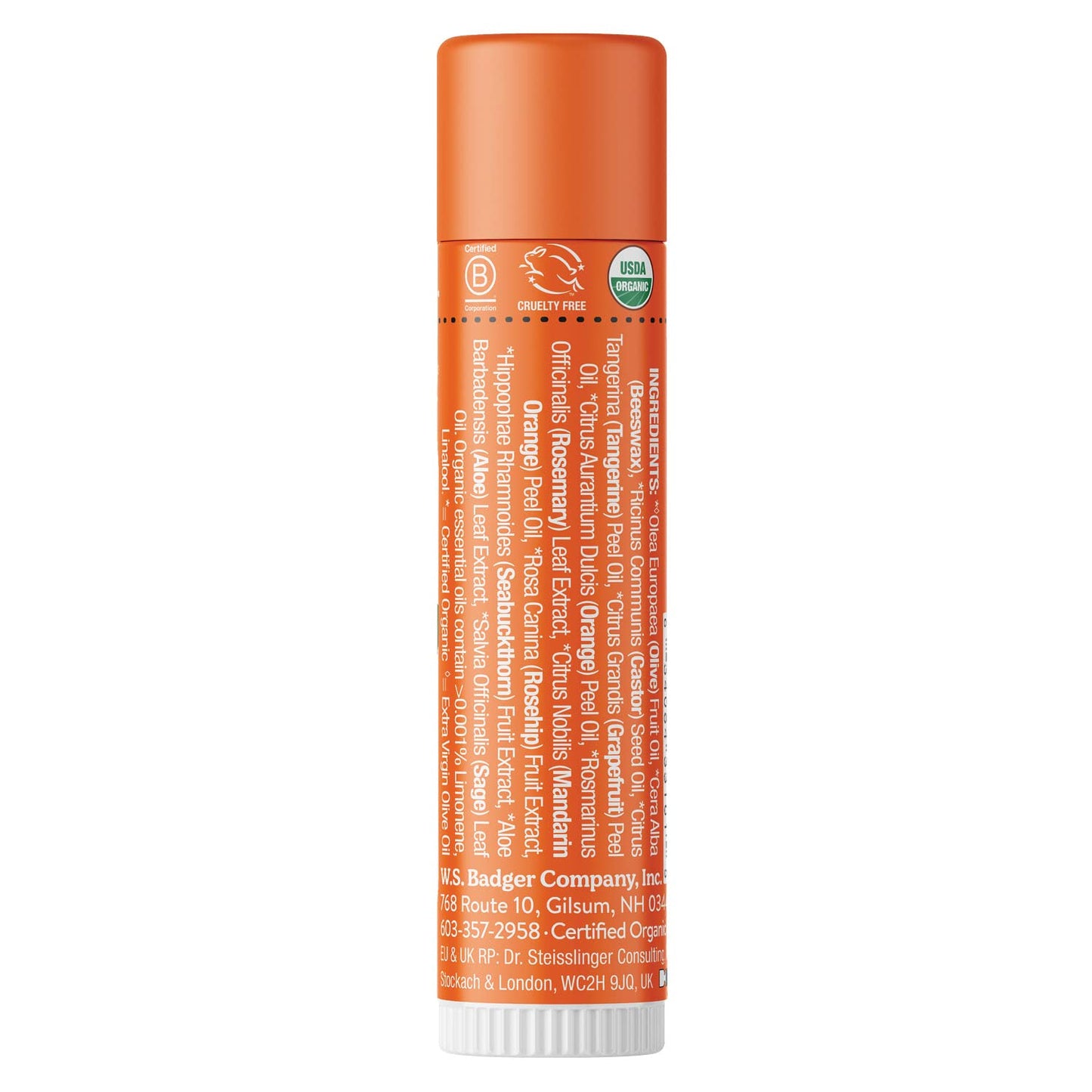 Badger Tangerine Breeze Classic Lip Balm, 100% Organic Lip Balm, Long Lasting Lip Care w/Light Silky Texture, Bright & Cheerful Lip Balm for Kids & Adults, 4 Pack