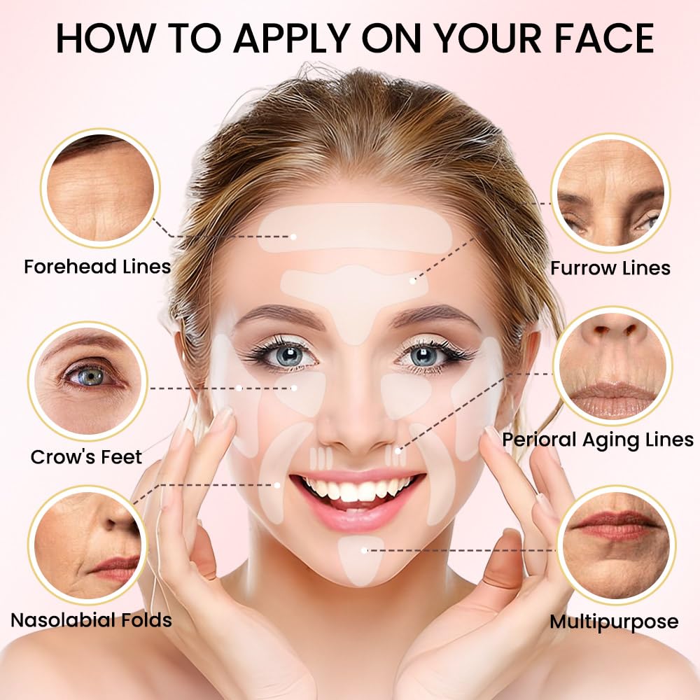 Kaely 192 Pcs Wrinkle Patches for Face Overnight, Silicone Scar Tape for Wrinkles Forehead, Face Tape for Wrinkles Overnight Sleeping Lifting Sagging Skin, Smile Line Facial Smoothing