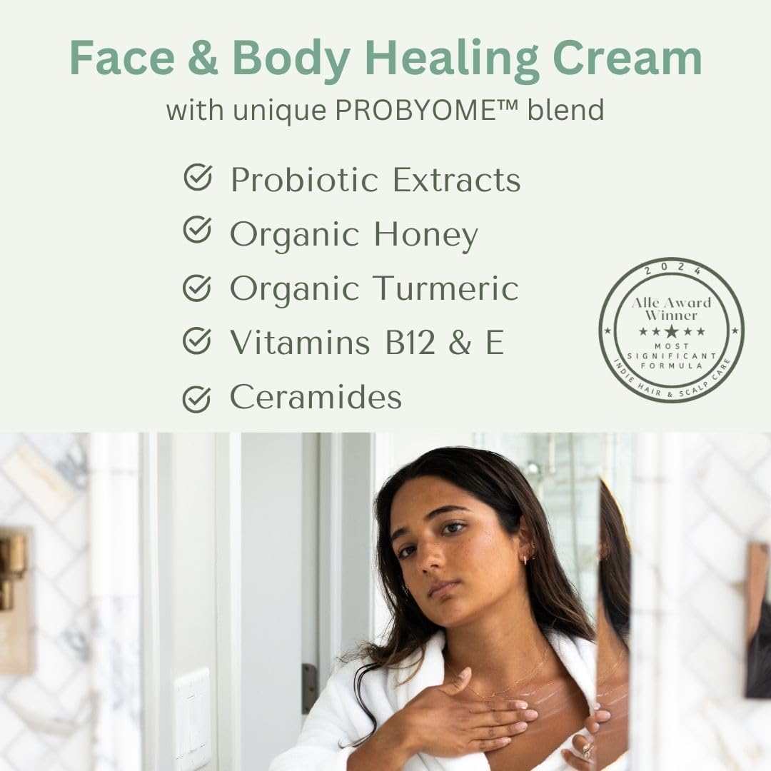 Yobee Body & Face Moisturizing Cream for Dry, Sensitive Skin | Probiotic extracts, Honey, Turmeric, Vitamin B12, Ceramides, Shea Butter | Fragrance Free | For Kids & Adults (2)