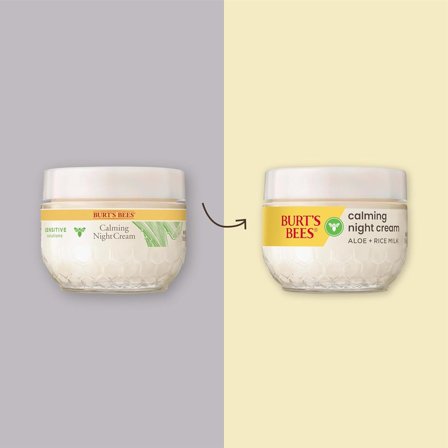 Burt's Bees Back To School Dorm Essentials, Calming Night Cream, With Aloe and Rice Milk, Face Moisturizer For Sensitive Skin, 98.8 Percent Natural Origin, 1.8 oz. Tub