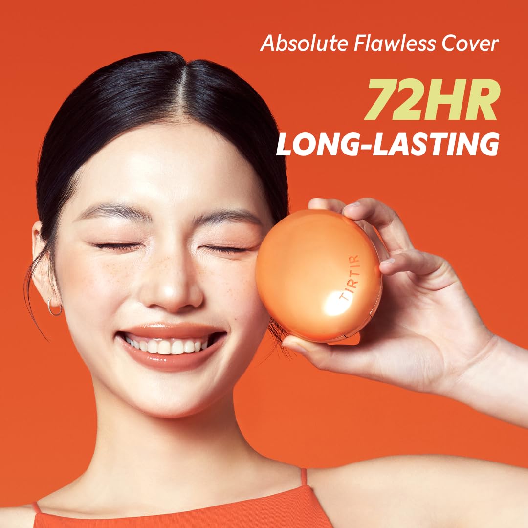 TIRTIR Mask Fit Ai Filter Cushion Foundation | AI-Like Semi-Matte Finish - Up to 72-Hour Medium to Full Coverage Korean BB Cushion Make up Beauty, #34W Toffee, 0.63 Fl Oz