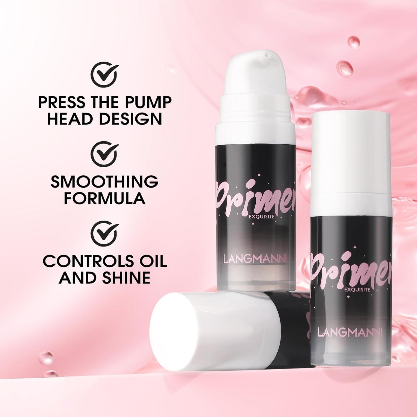 LANGMANNI Matte Grip Face Primer, Transparent Skin Perfecting Hydrating Primer,Unique Smooth Gel-Based Primer Essential For Longlasting Perfection Face Makeup (0.33 Fl Oz, 1)