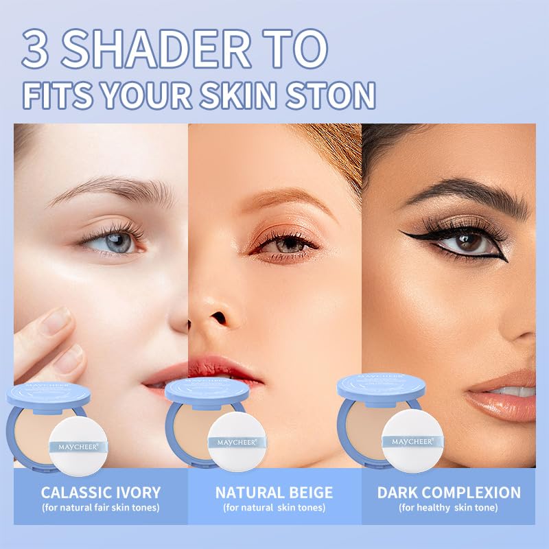 Oil Control Face Pressed Powder, Matte and Smooth Translucent Setting Powder for Women, Waterproof Long Lasting Finishing Powder, Lightweight Cosmetic Powder, Cruelty-free (03# Dark, 0.35Oz)