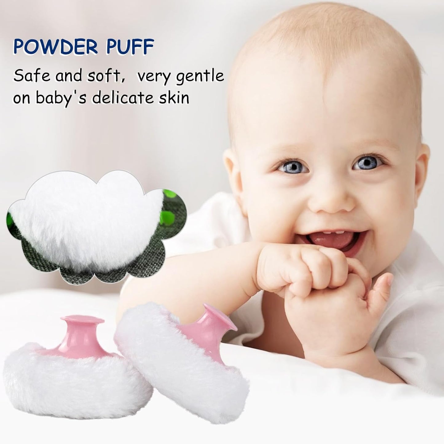 Body Powder Puff and Container for Dusting Powder, Women Powder Puff and Powder Case for Bath and Travel (Lotus Green)